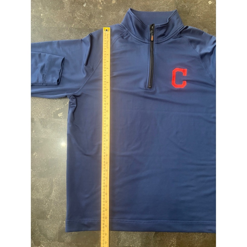 CBUK Cutter Buck Cleveland Indians Quarter Zip Pullover Mens Large Navy Blue MLB - Picture 6 of 7